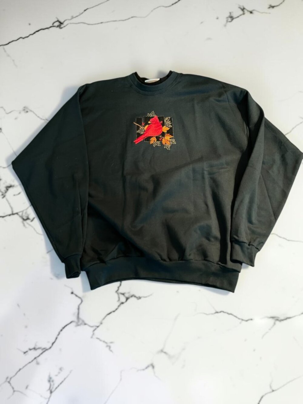 Vintage Top Stitch Morning Sun Cardinal Embroidered Sweatshirt XL dark green - Picture 6 of 7